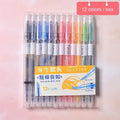 Calligraphy art hair note pen set with 12 coloured fine tip markers on white background