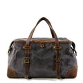 Men's canvas outdoor gym bag with waterproof oil wax leather trim in khaki colour