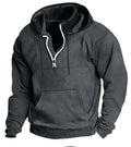 Men's hooded pullover sweatshirt in apricot, thick polyester fibre, long sleeve, winter casual jacket, sizes M-XXXL