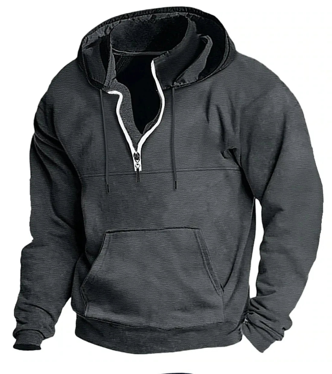 Men's hooded pullover sweatshirt in apricot, thick polyester fibre, long sleeve, winter casual jacket, sizes M-XXXL