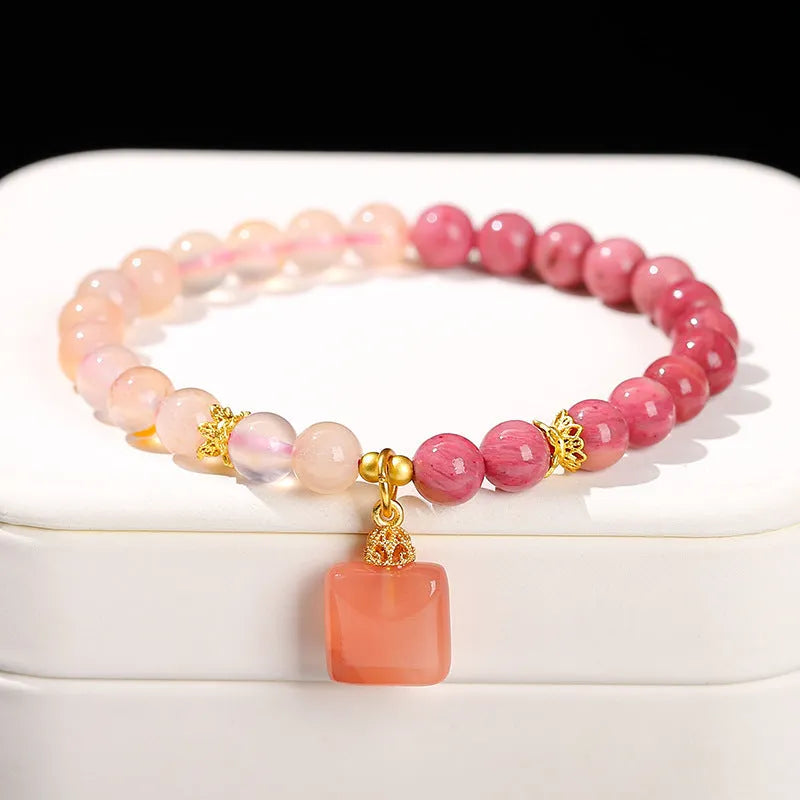 Green natural crystal jade bead Chinese-style bracelet for women with manual processing