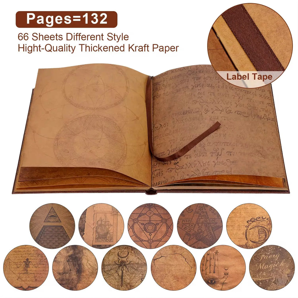 132-page DIY retro photo album with gold constellation cover and craft paper pages