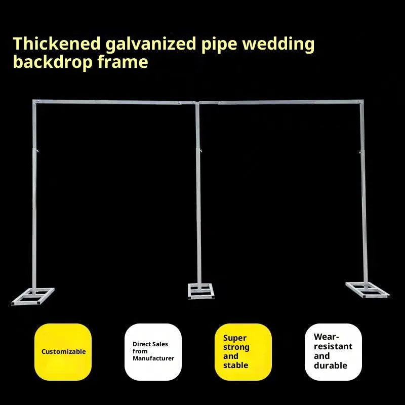 Wrought iron wedding purdah bracket 2x2 background support with telescopic frame, two bases and three rods
