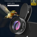 Mobile phone rear macro lens with optical glass and universal clip set on white background