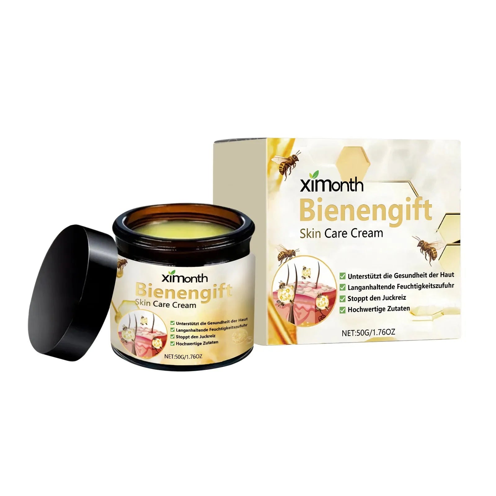 50g jar of bee venom herbal blend moisturising neck and body cream