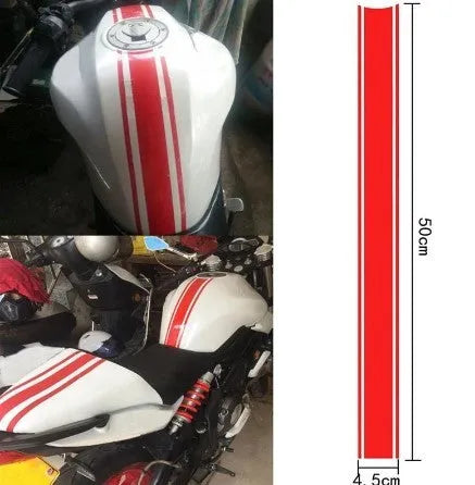 Roll of black and silver pinstripe motorcycle tank sticker measuring 50cm by 4.5cm