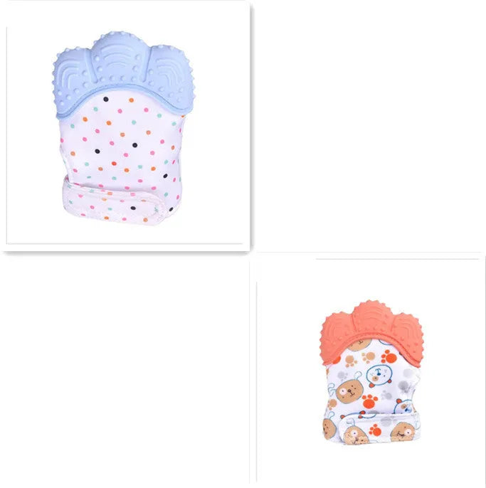Baby silicone teething gloves with Velcro strap in multiple colour options