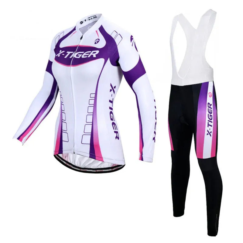 Autumn long sleeve thin mountain bike cycling clothes suit in polyester fiber with pattern design