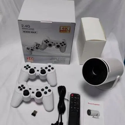 M300MAX portable home projection game machine with handles in red or white packaging box