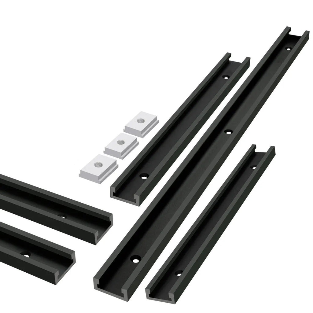 Aluminium woodworking sliding chute slider for T-slot tracks in black silver blue red colours