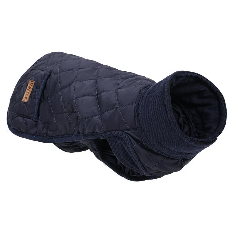 Beige British-style cotton vest for short leg dogs on small pet, autumn winter wear