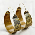 Women's gold geometric hollow petal earrings with Maillard-style electroplated alloy construction