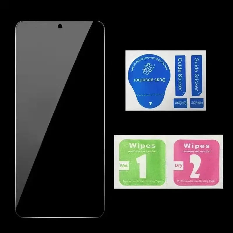 Anti-spy screen protector for Xiaomi Poco and Redmi Note smartphones showing privacy angle effect