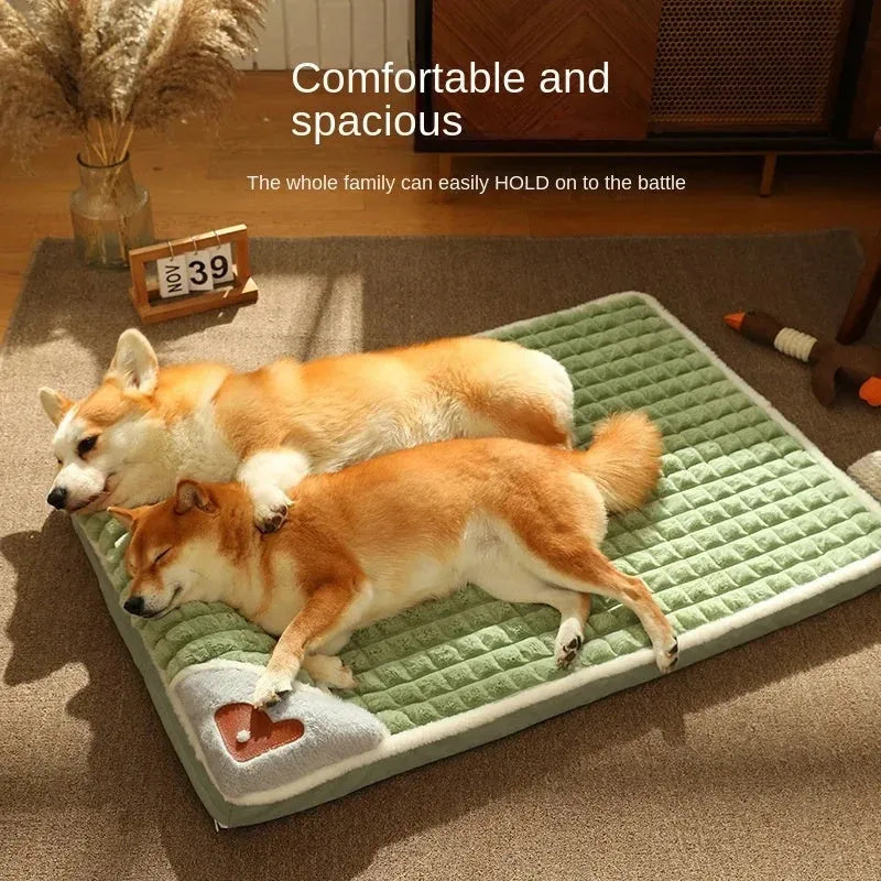Coffee coloured washable dog bed mat with detachable cover for large dogs in autumn and winter