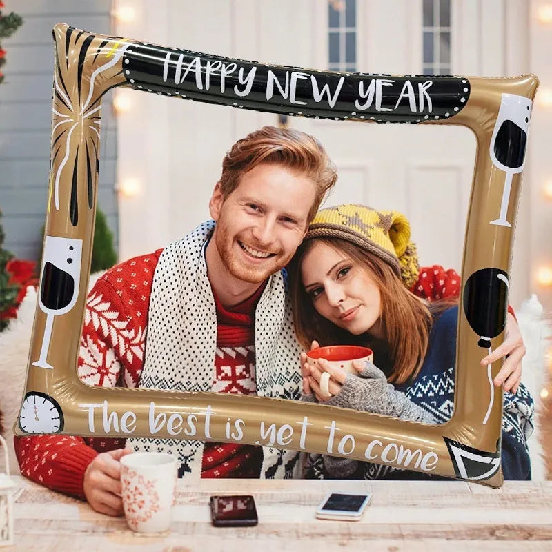 Christmas inflatable photo frame prop for holiday pictures and photography