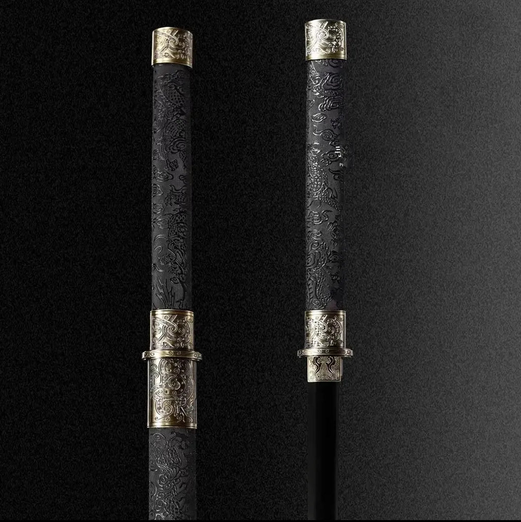 Taizong Tang Dynasty horizontal sword with leather-covered scabbard, unsharpened blade