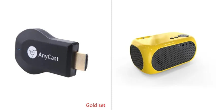 M24 micro mini portable projector in gold or white colour with power adapter