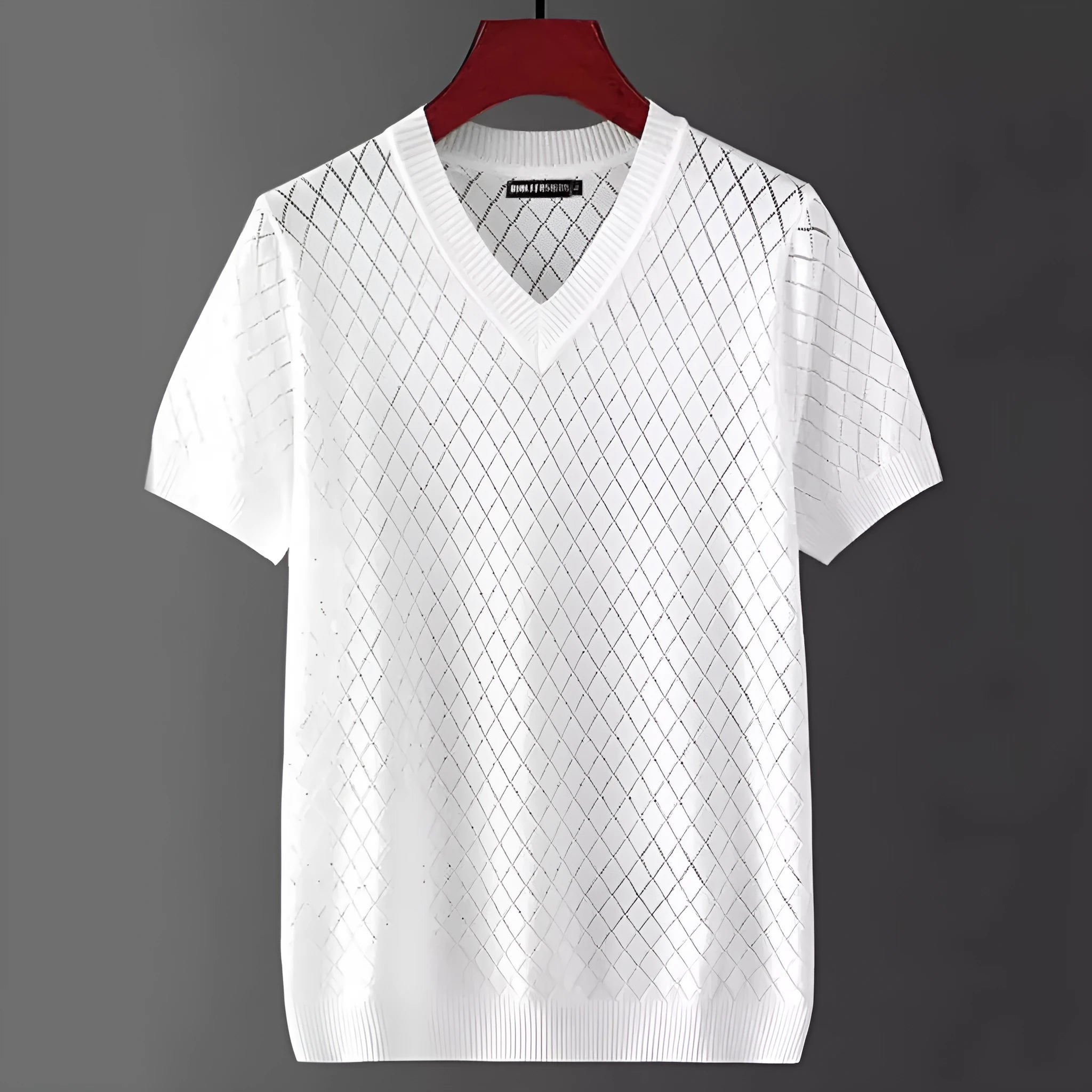 Men's ice silk cut-out V-neck T-shirt in Korean style with short sleeves for summer leisure wear