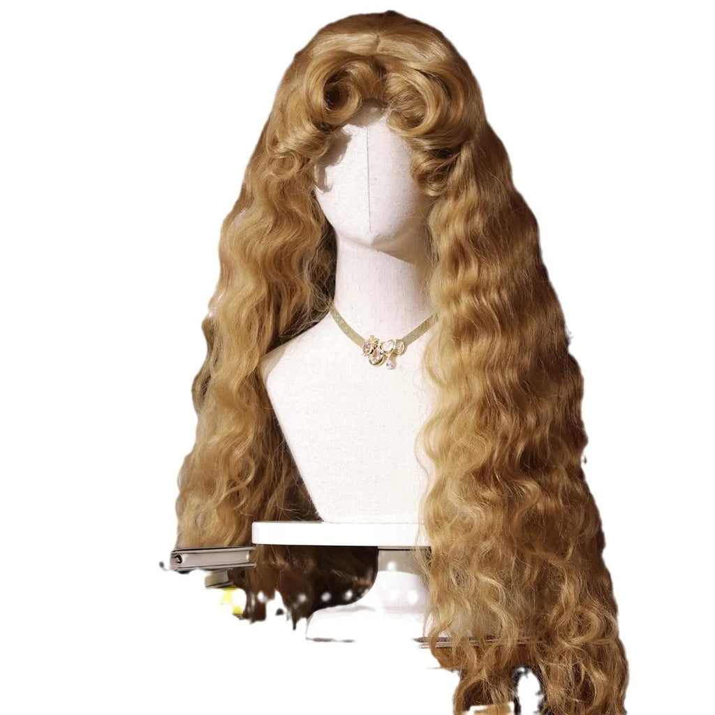 Long Lolita wig with French fluffy small curls in French Golden Brown, high temperature fibre style
