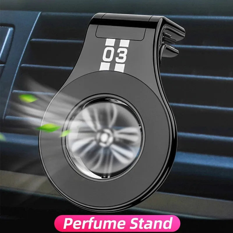 Magnetic car air vent phone holder with rotating paddle and fragrance slots in black, blue or red colour