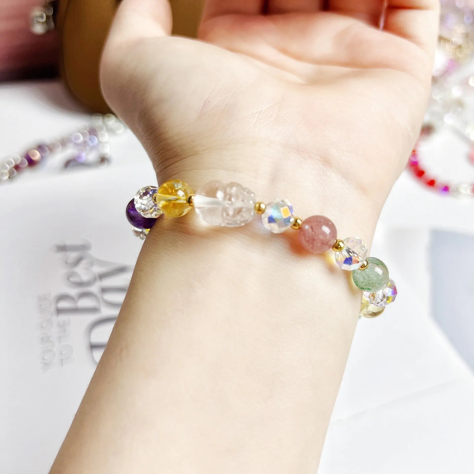 A women's crystal bracelet with a handcrafted nine-tail fox animal design.