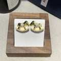 Diamond studded rocking horse earrings for women in Gold or Silvery, light luxury occasion jewellery