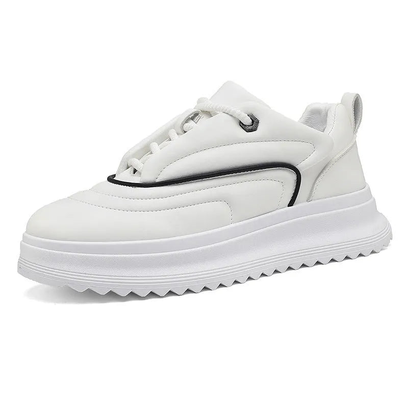 Men's and women's casual leather shoes with low platform heel in multiple colour options