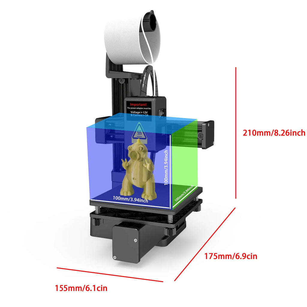 White EasyThreed K10 3D printer on a desktop with power cord and manual.