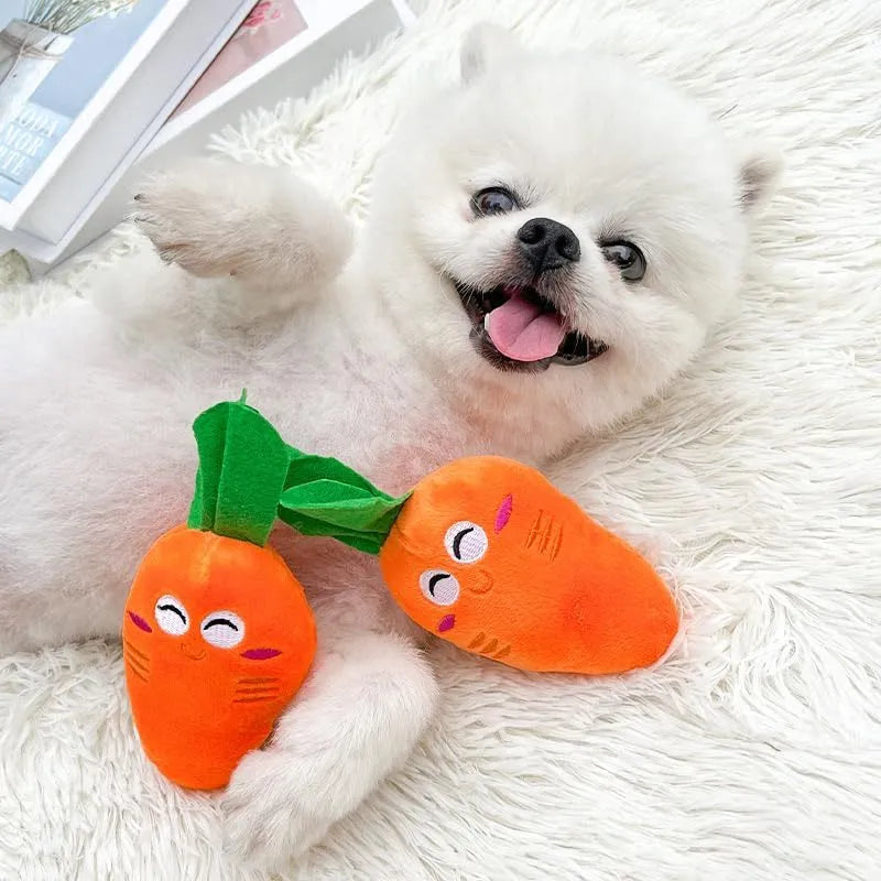 Plush chicken leg dog chew toy with soft fabric, PP cotton filling and built-in squeak sac for small dogs