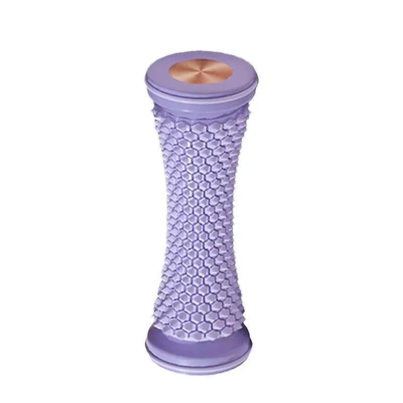 Foot massage ball in ABS and TPR for plantar fascia and flat foot, shown in grey, green, pink or purple.