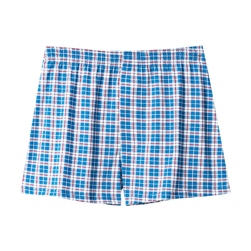 Plus-sized cotton men's boxer briefs in black stripes, mid waist, sizes L to 6XL