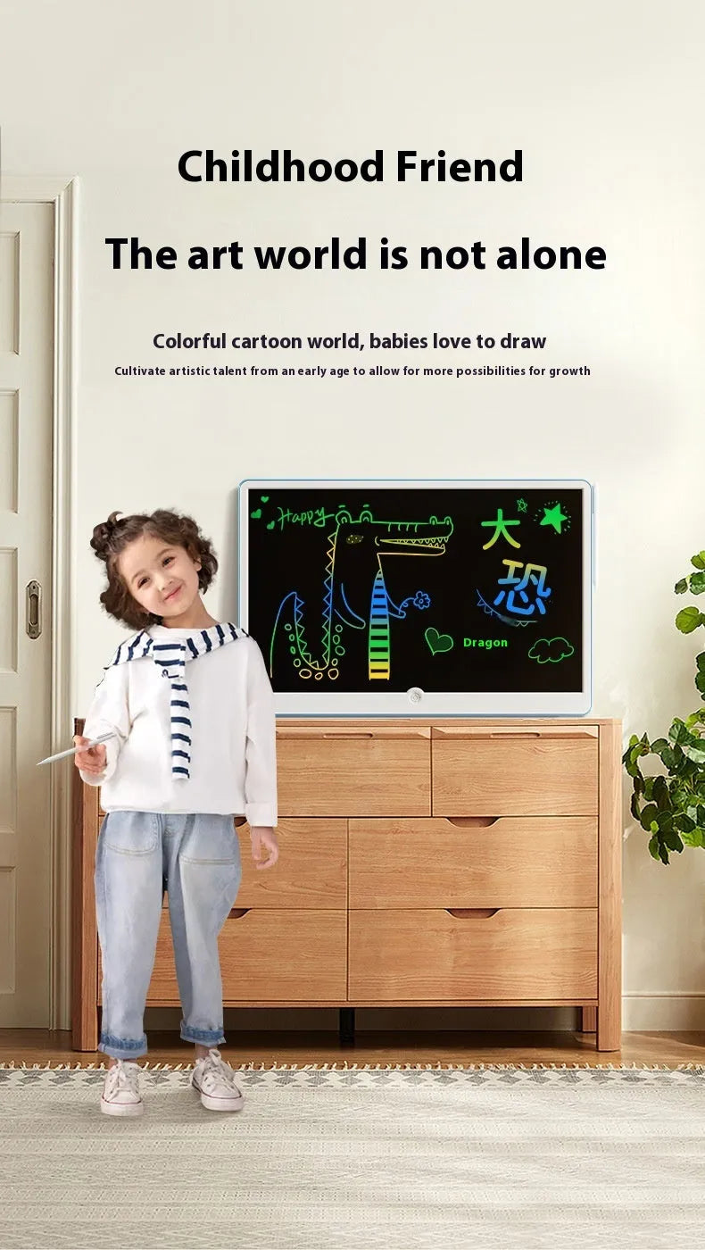 19-inch LCD children's drawing board in blue and white colour with stylus