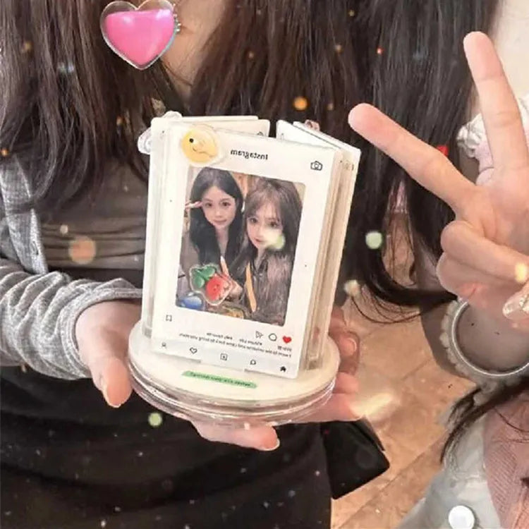 Rotating acrylic photo frame for 3 inch 55x86mm photo on desk
