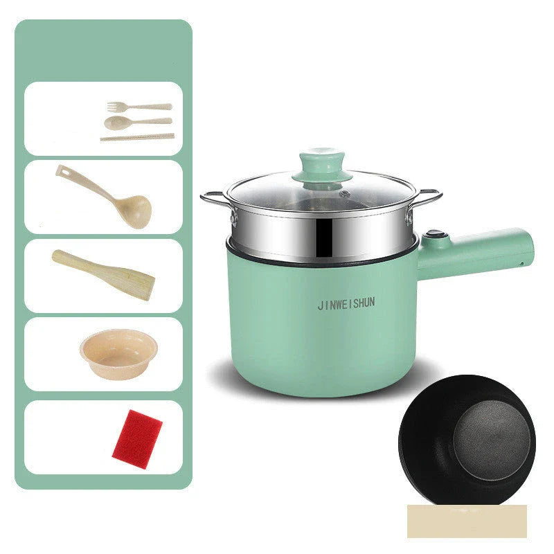 Versatile Mini Electric Hot Pot for cooking soups, stews, pasta, and more with stainless steel construction and non-stick interior