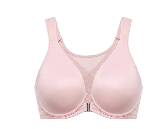 Ultra-thin seamless back-shaping bra for chubby girls, polyester, adjustable, sizes 75B-95G.