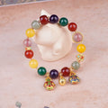 Hand-woven agate bracelet with swallowing gold beast charm and 10mm beads