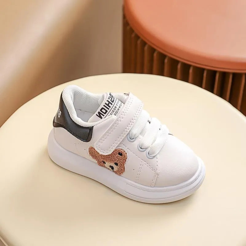 Baby Bear casual kids sports shoes in black, green or khaki with cartoon pattern and rubber soles