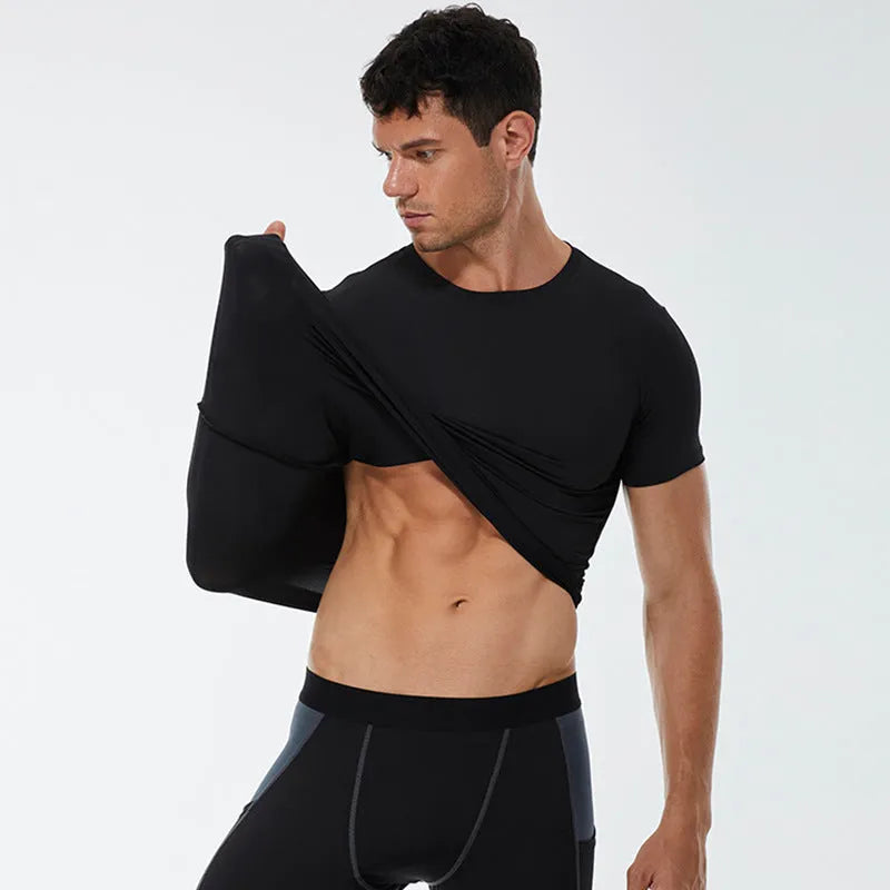 Men's stretch quick drying short-sleeved exercise shirt in multiple colour options