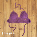 Women's acrylic bikini swimsuit top shown in multiple colours including white, pink, blue, and lake blue.
