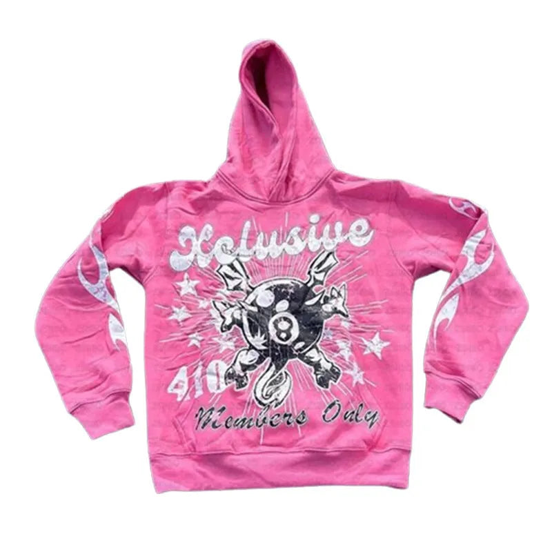 Personalised letter printing loose pullover sweatshirt with kangaroo pocket in street hipster style