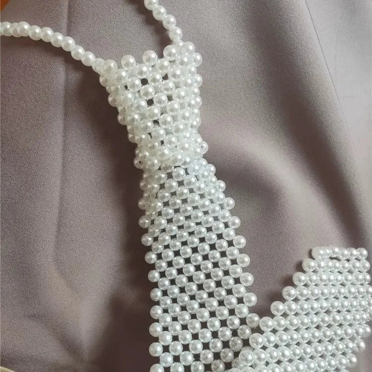 Pearl tie body chains with hollow out retro design and adjustable waist fitting