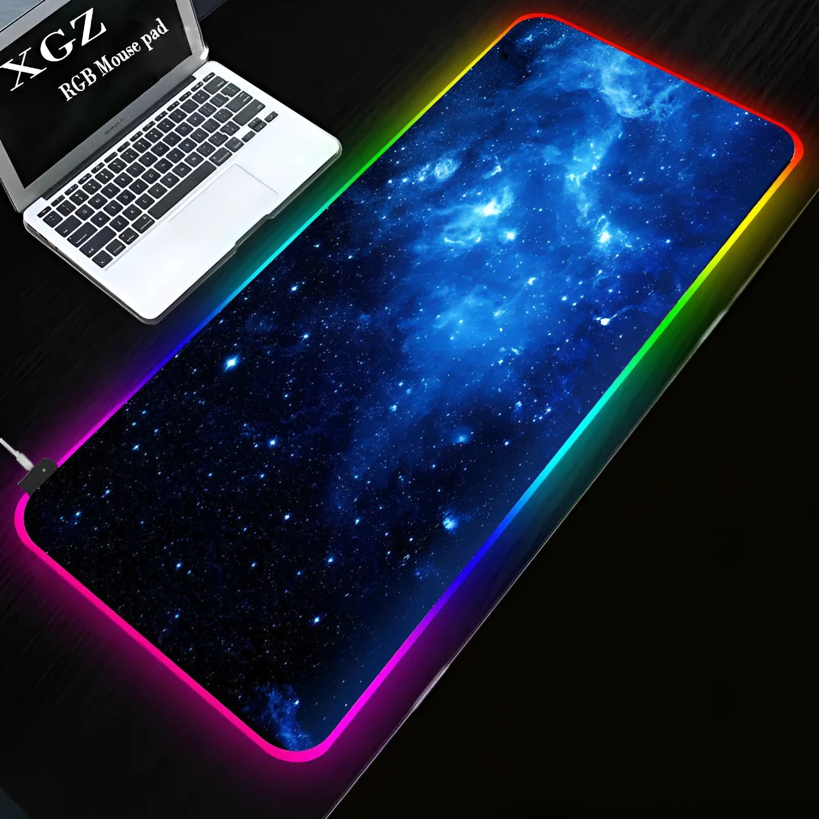 Symphony RGB luminous mouse pad with starry sky pattern lighting and natural rubber anti-slip base