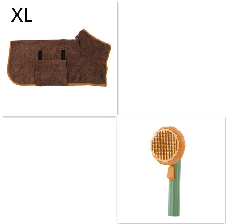 Hand-held pet grooming brush with stainless steel needles in pumpkin colour design