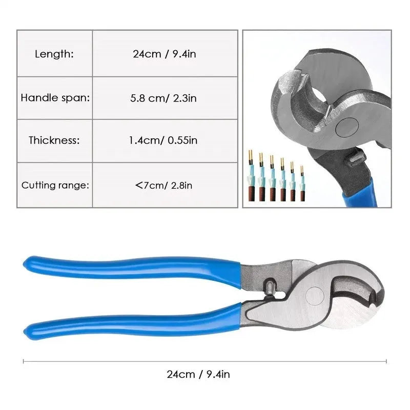 HX-50B aluminium cable crimping pliers with cable cutter and connector assortment