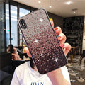 Gradient edge drill phone case for iPhone with rhinestones, anti-fall TPU PC back cover in coffee purple blue green