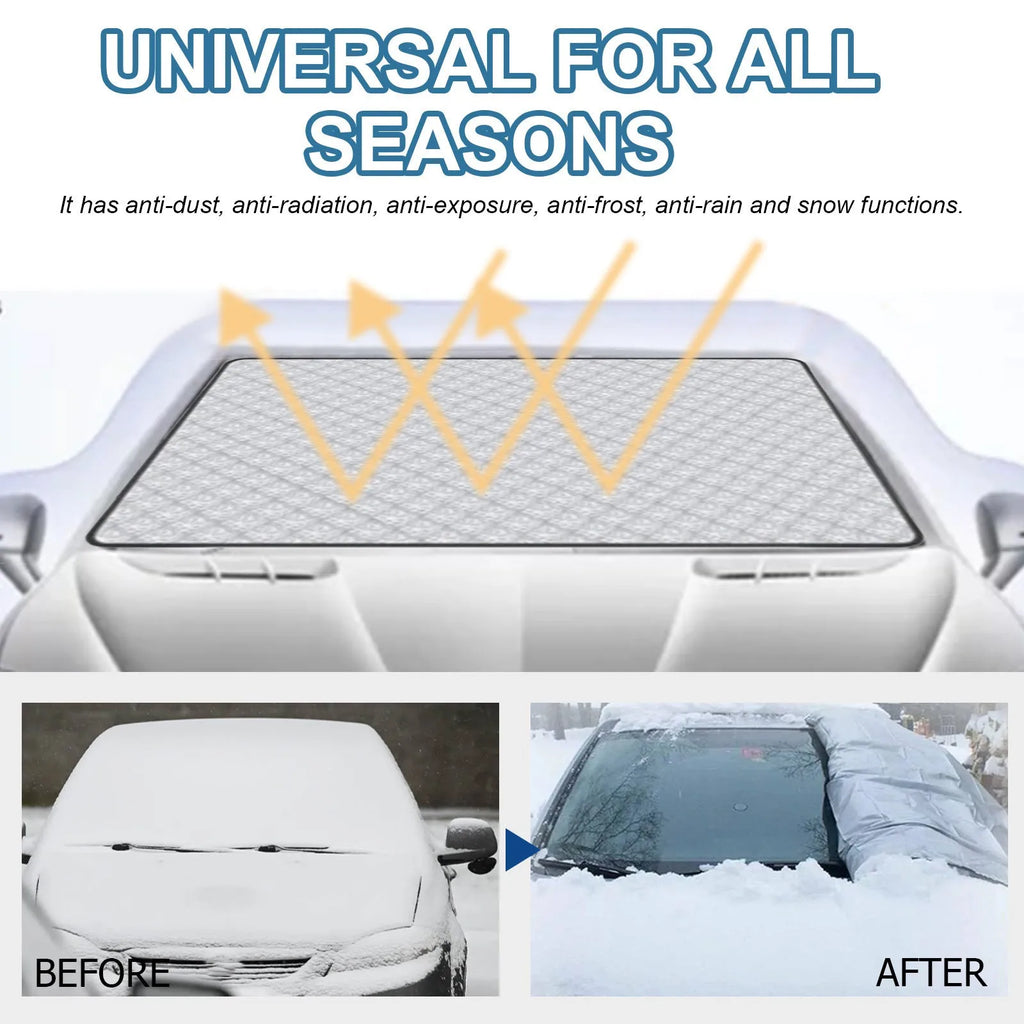 Silver aluminium film car windscreen cover for frost and snow protection