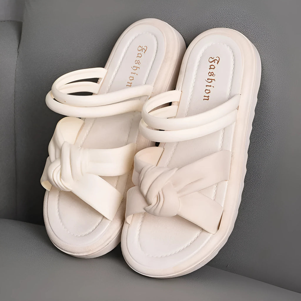 Women's black and white sandals with thick soft back and two-way wear design for outdoor use