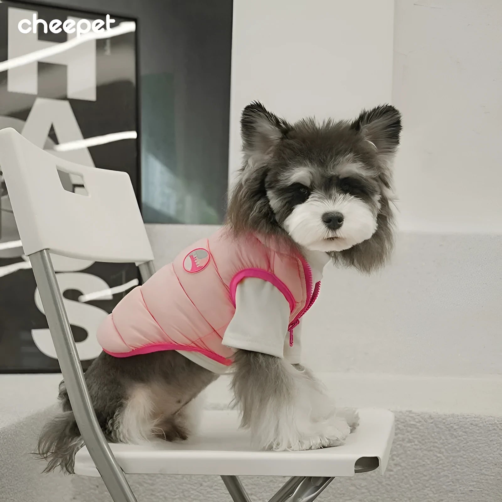 Pet cat dog autumn winter vest candy colour double-sided cotton-padded polyester clothing in green purple colour on pet