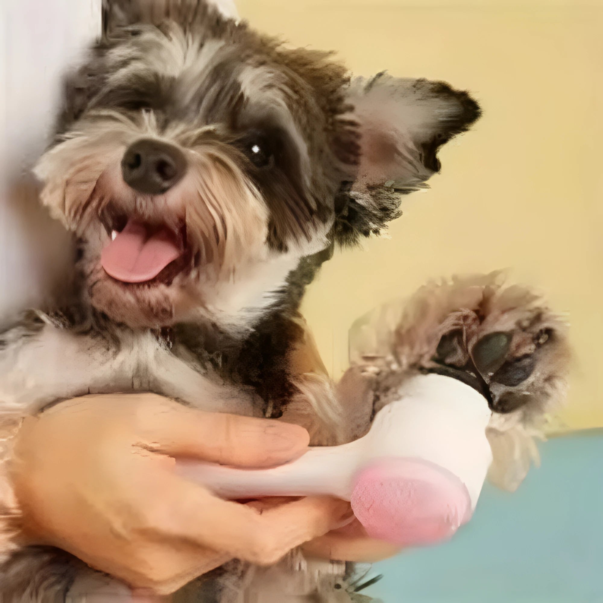Blue pet paw brush with nylon bristles for gentle grooming of dog and cat paws