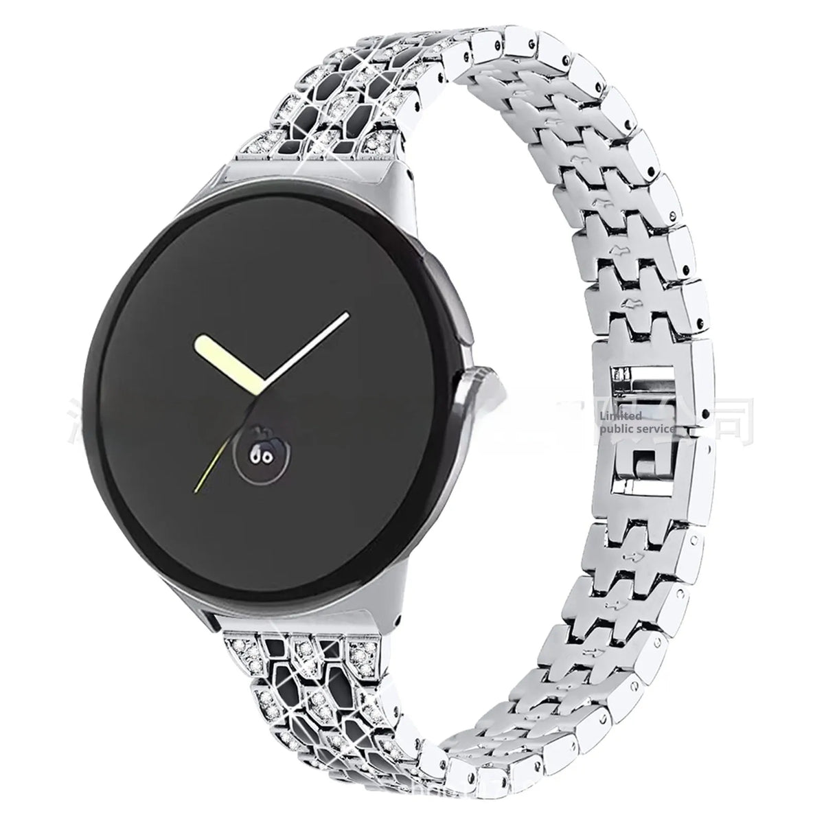 Five beads three rows diamond replacement watch strap for Google Pixel in rose gold colour